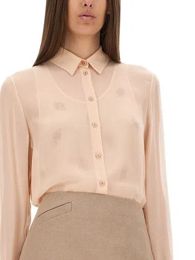 Fendi Georgette Top With Rhinestones And Sequins Embroidery In Multi