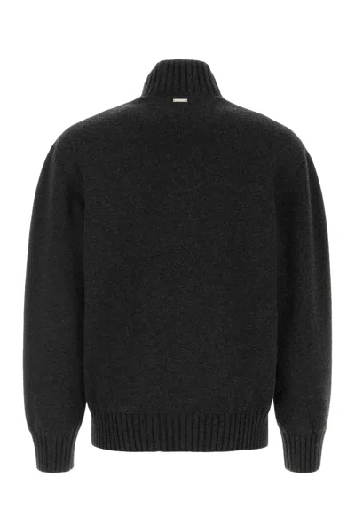 Ferragamo Cashmere Blend Sweater Ribbed Collar Cuffs Hem