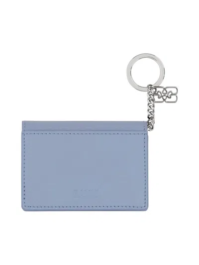 Ganni Baby Blue Recycled Leather Wallets In Neutral