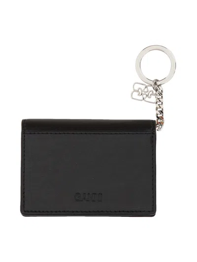 Ganni Black Wallet With Print In Black