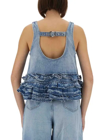 Ganni Ruffle Strap Back Sleeveless Top