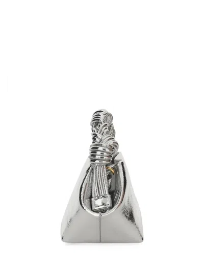 Ganni Mini Leather Bou Top-handle Bag In Silver