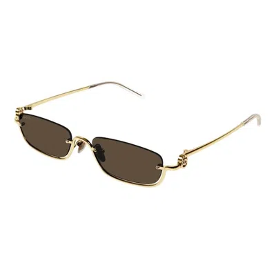 Gucci Gold Gold Brown Acetate Sunglasses In Brown