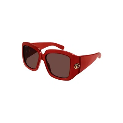 Gucci Womens Red Gc002115 Gg1402s Square-frame Acetate Sunglasses In Red