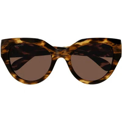 Gucci Logo-plaque Cat Eye-frame Sunglasses In Brown