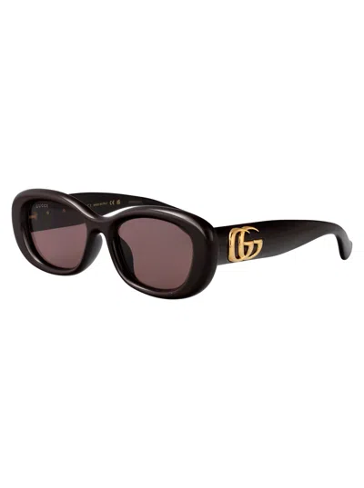 Gucci Black-black-grey Acetate Sunglasses In Black