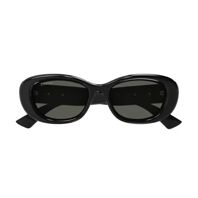 Gucci Black-black-grey Acetate Sunglasses In Black