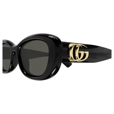 Gucci Black-black-grey Acetate Sunglasses In Black