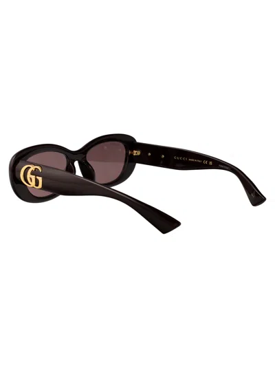 Gucci Black-black-grey Acetate Sunglasses In Black