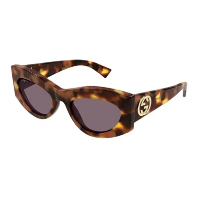 Gucci Havana-havana-violet Recycled Acetate Sunglasses In Brown