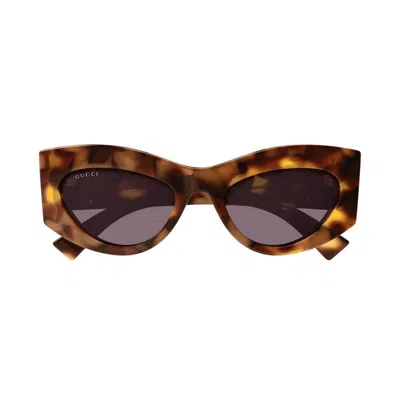 Gucci Havana-havana-violet Recycled Acetate Sunglasses In Brown