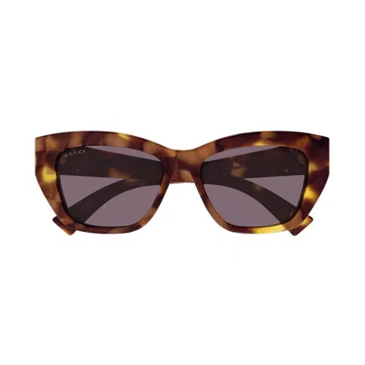 Gucci Havana-havana-violet Recycled Acetate Sunglasses In Brown
