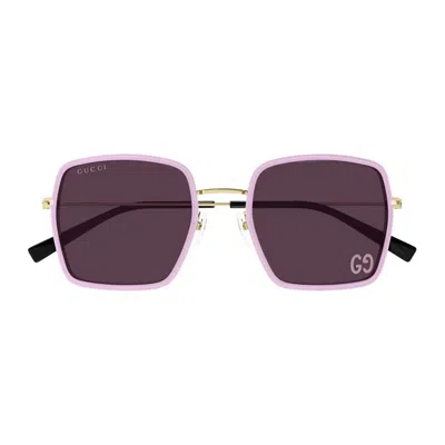 Gucci Pink-gold-violet Acetate Sunglasses In Purple