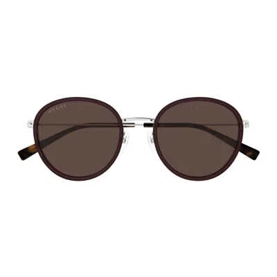 Gucci Oval-frame Tinted Sunglasses In Brown