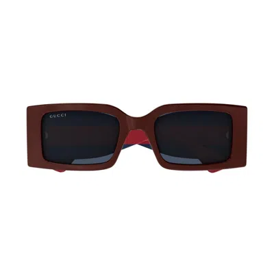 Gucci Grey Rectangular Ladies Sunglasses Gg1860s 003 52 In Burgundy