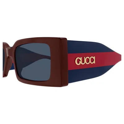 Gucci Grey Rectangular Ladies Sunglasses Gg1860s 003 52 In Burgundy