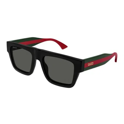 Gucci Black-green-grey Recycled Acetate Sunglasses In Black