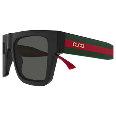 Gucci Black-green-grey Recycled Acetate Sunglasses In Black