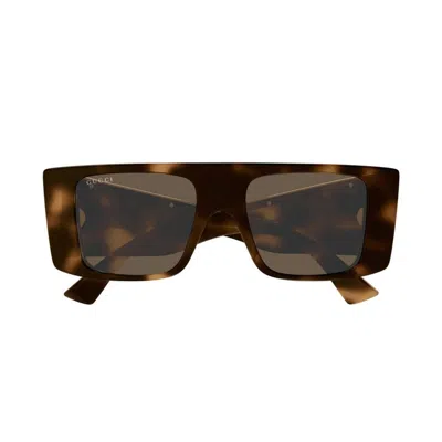 Gucci Rectangular Frame Sunglasses In Brown