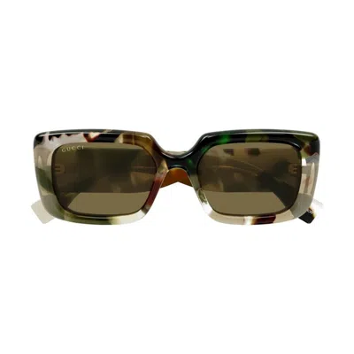 Gucci Oversized Square Frame Sunglasses With Glossy Finish In Multi