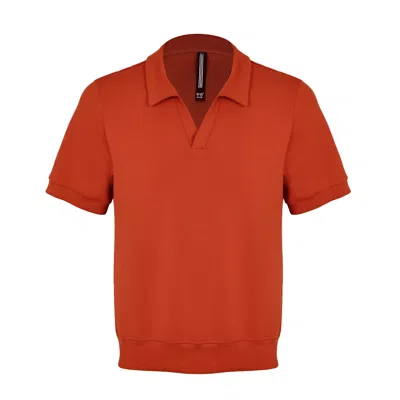 David Wej Enzo Cotton V-neck Polo - Orange