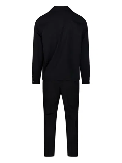 Santaniello Tailored Black Suit With Classic Collar And Slim-fit Trousers In Black
