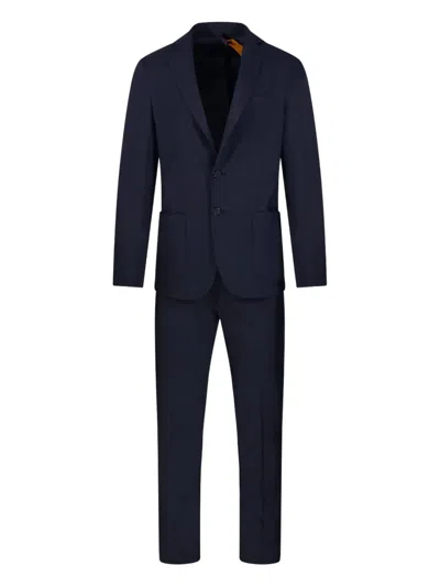 Santaniello Tailored Black Suit With Notch Lapels And Straight-cut Trousers In Black