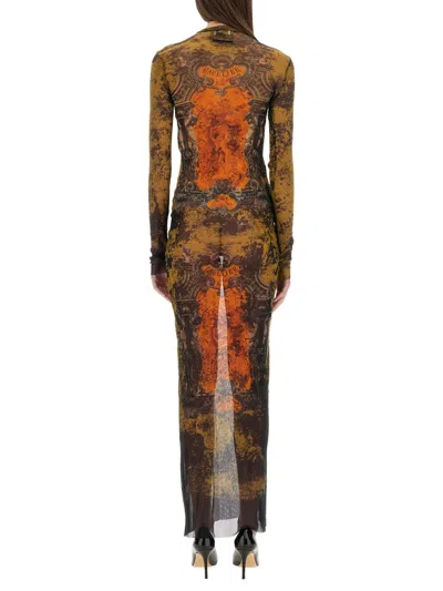 Jean Paul Gaultier Graphic Print Full-length Dress With Long Sleeves