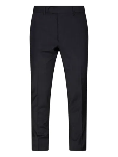 Santaniello Tailored Black Wool Suit With Classic Blazer And Flat-front Trousers In Black