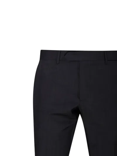 Santaniello Tailored Black Wool Suit With Classic Blazer And Flat-front Trousers In Black