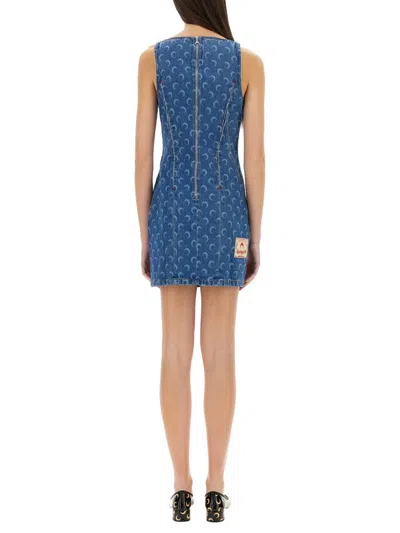 Marine Serre Moon Laser Denim Bustier Dress