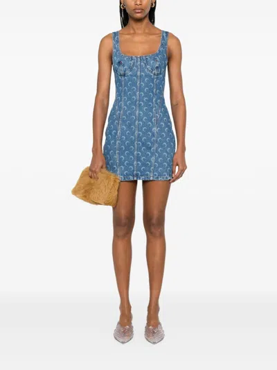 Marine Serre Moon Laser Denim Bustier Dress