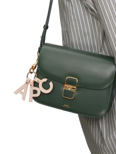 Apc Letter Leather Keyring In Gold