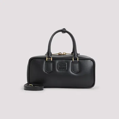 Miu Miu Black Calf Leather Arcadie Smooth Shoulder Bag