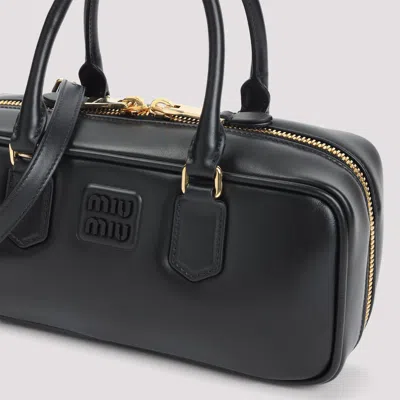 Miu Miu Black Calf Leather Arcadie Smooth Shoulder Bag
