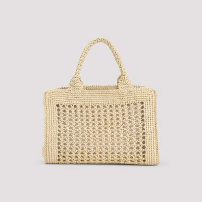 Miu Miu Structured Raffia Handbag With Adjustable Strap