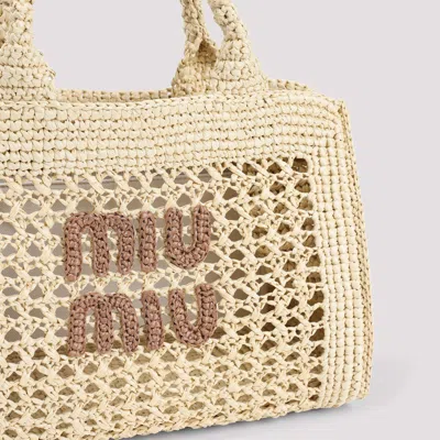 Miu Miu Structured Raffia Handbag With Adjustable Strap