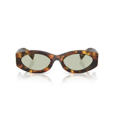 Miu Miu Cat-eye Sunglasses With Tortoiseshell Frame And Gold Accents In Multi