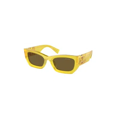 Miu Miu Logo Sunglasses In Yellow