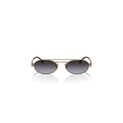 Miu Miu Womens Gold Mu 54zs Oval-frame Metal Sunglasses