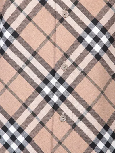 Burberry Check Pattern Wool Blend Shirt Women In Neutral