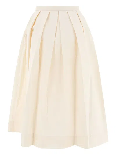 Sandbeige Pleated Bow-detail Skirt In White