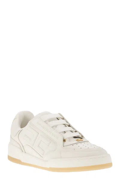 Elisabetta Franchi Ivory Leather Sneaker In White