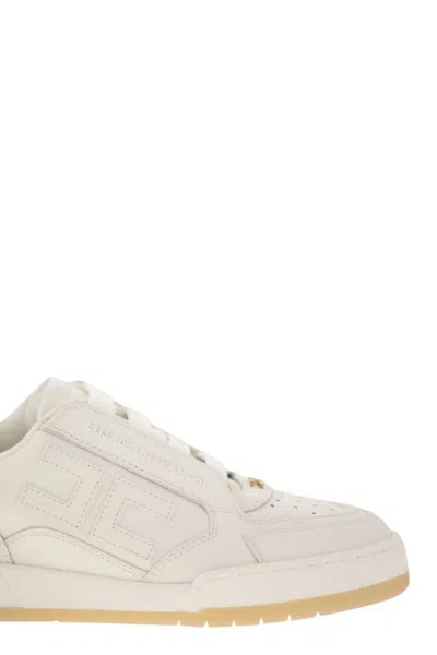 Elisabetta Franchi Ivory Leather Sneaker In White