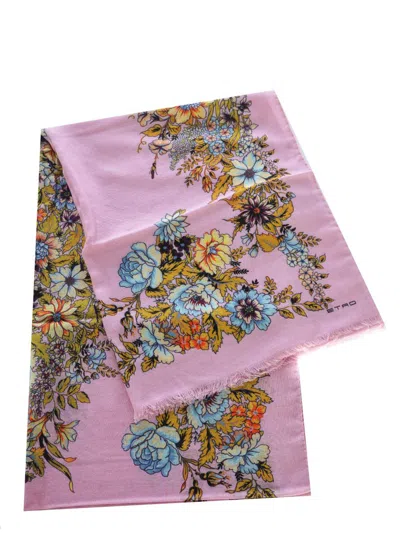 Etro Bouquet Scarf In Pink