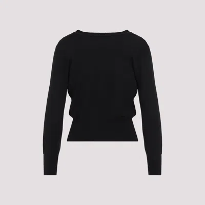 Fabiana Filippi V-neck Wool Blend Cardigan With Front Sequins Detail In Black