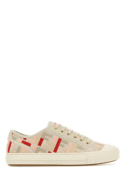 Fendi Embroidered Canvas Domino Sneakers In Multi