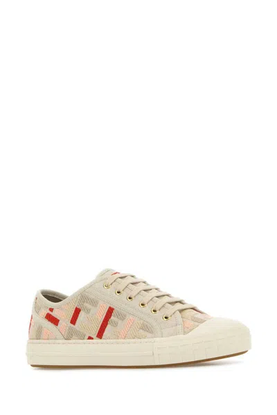 Fendi Embroidered Canvas Domino Sneakers In Multi