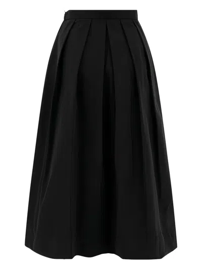Sandbeige Black Cotton Skirt In Black