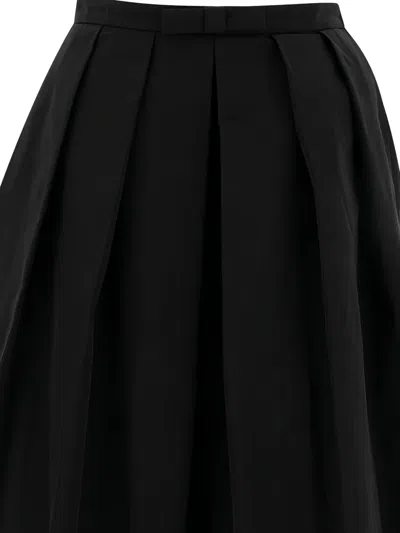 Sandbeige Black Cotton Skirt In Black